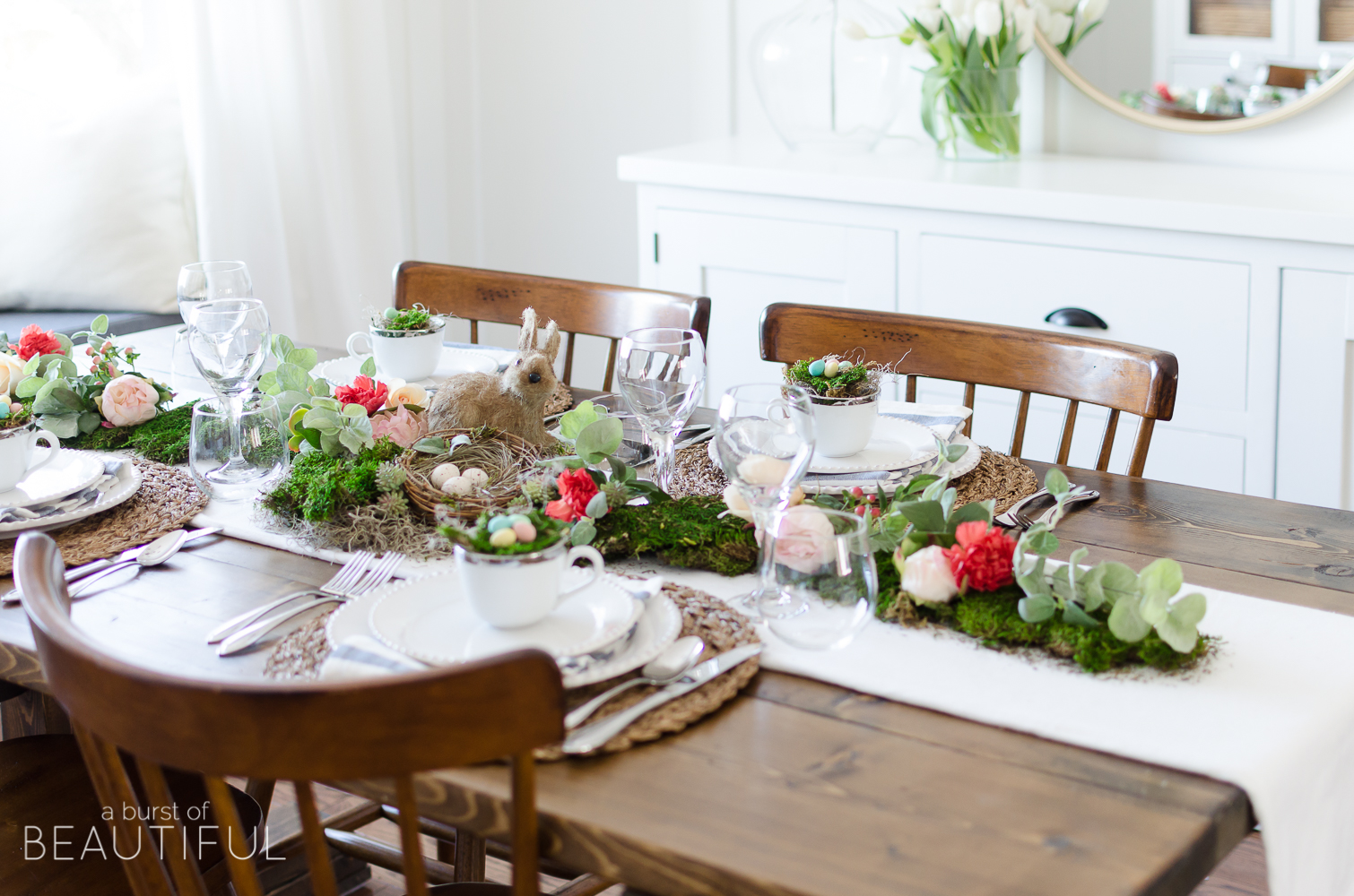 Floral and Moss Easter Tablescape - Nick + Alicia